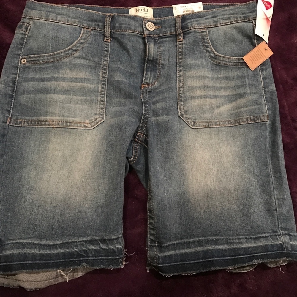 Mudd Denim Bermuda shorts, open hem, stretchy